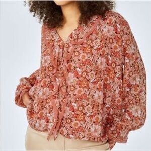 Aritzia Wilfred Floral V-Neck Blouse